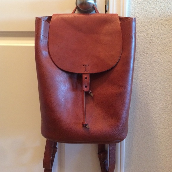 Brown leather backpack
