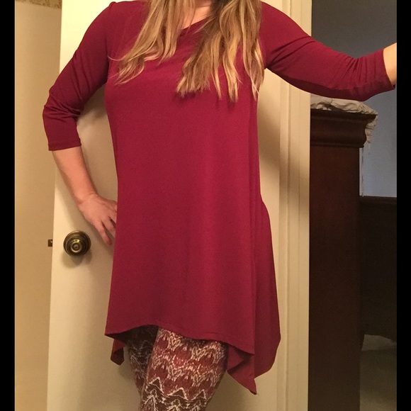 Burgundy Trapeze Tunic - Picture 2 of 4