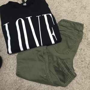 Army green skinny jeans