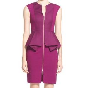 Ted Baker Jamthun Structured Peplum Dress, Magenta