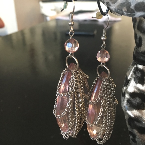 Diamond and Chain Earrings - Picture 1 of 4