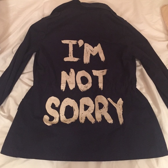 "I'm not sorry" blue light jacket