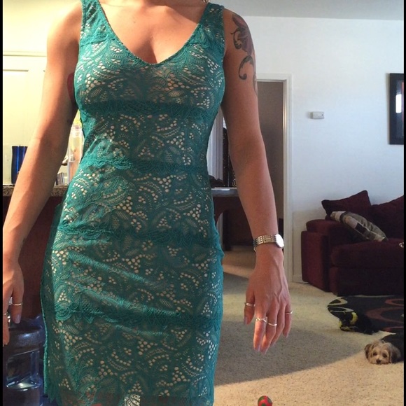 Teal and nude dress worn once