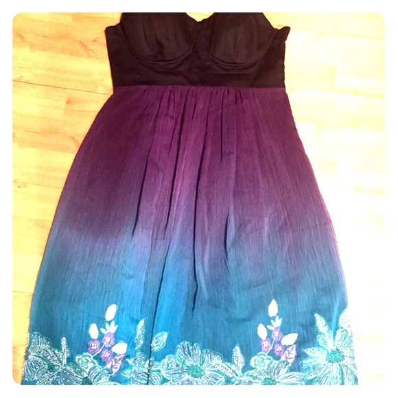 Dip-dye dress with Black Bustier Top