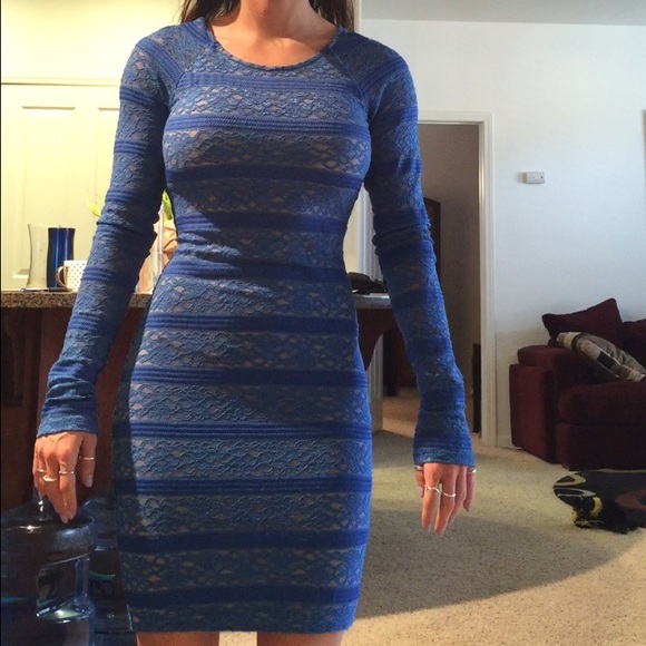 Blue long sleeve Bebe dress worn once