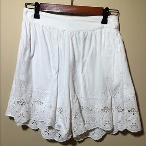 White ASOS CO-ORD Shorts with Broderie Hem