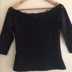 Black lace off the shoulder top