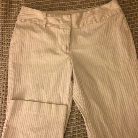 Cream and tan striped dress pants