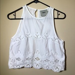 White ASOS Broderie Shell Top