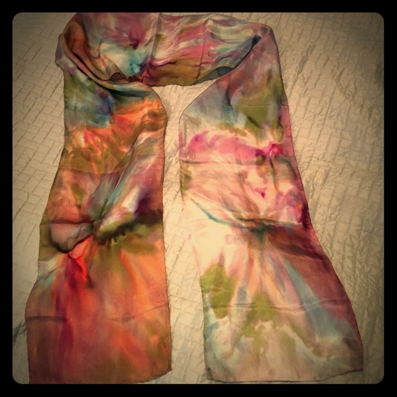 Hand painted silk scarf 70x8