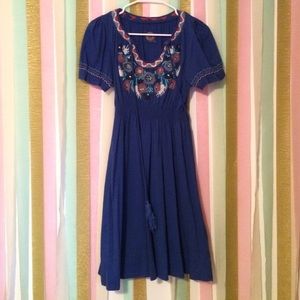 Blue embroidered dress