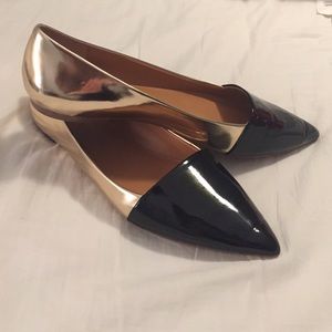 J.Crew gold and black pointed flats