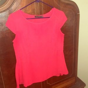 Red chiffon peplum blouse