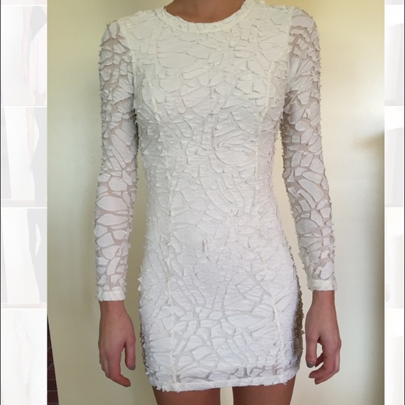 White long sleeve mini dress