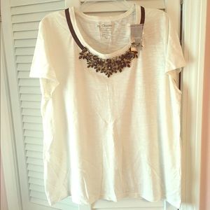 Chico's white beaded t-shirt