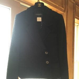 Authentic Chanel blazer classic tweed black Jacket Authentic Chanel blazer classic tweed black Jacket