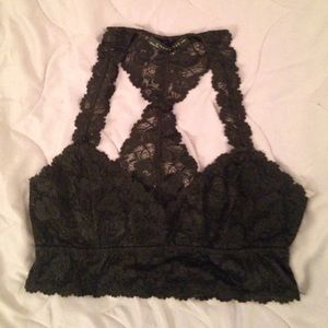 Black lace razor back bralette