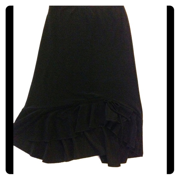 🎀Knee Length Black Skirt with Bottom Bow🎀 - Picture 1 of 4