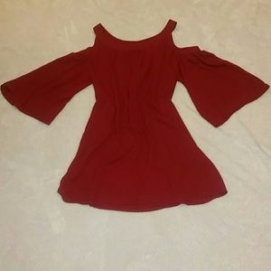 Open shoulder red party dress