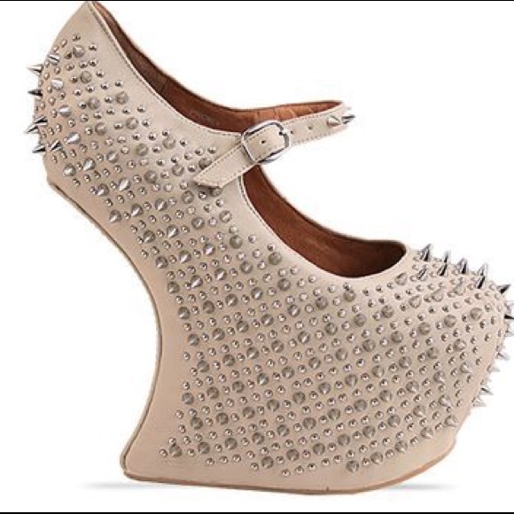 Authentic Jeffrey Campbell's prickly beige silver.