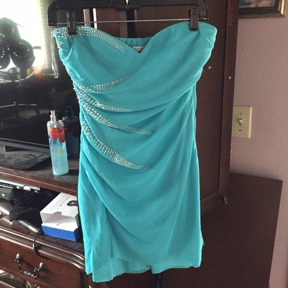 SOLD Blue Short Prom Dress