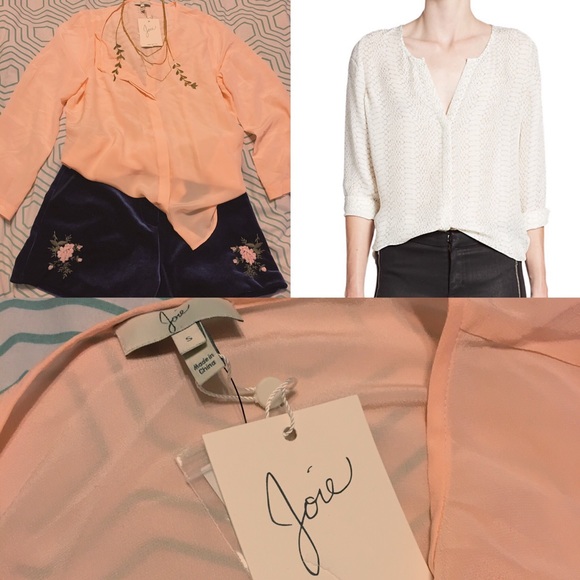 NWT Joie Purine Silk Blouse in Blush