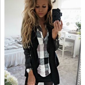 High low plaid top
