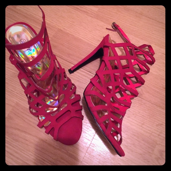 Sexy Red Caged Heels
