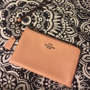 blush coach double zip wristlet wallet