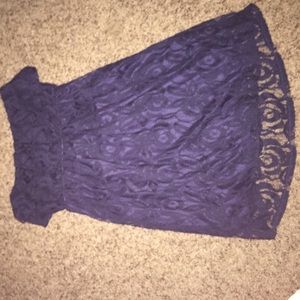 Navy lace strapless dress