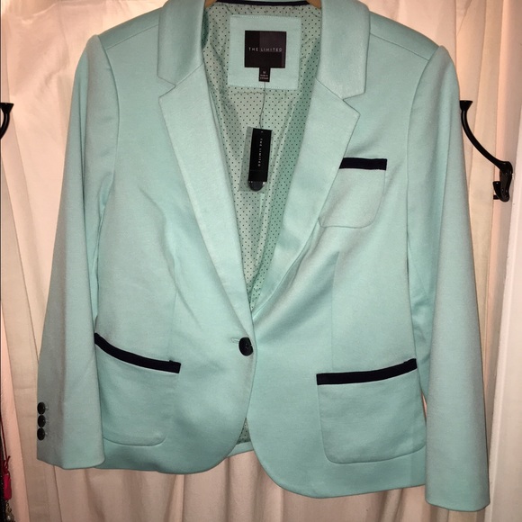 The Limited NWT Mint Green Blazer w/ Navy Piping