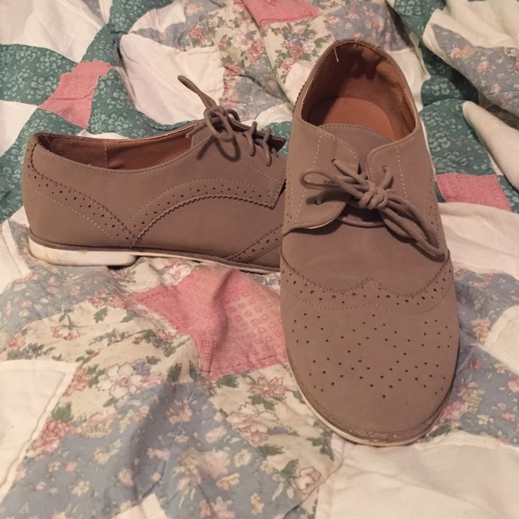 Brown Faux Leather Oxfords
