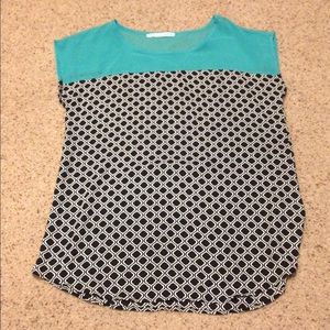 Blue Black and White sheer top