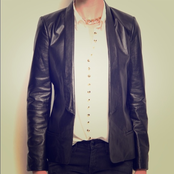 Leather smoking blazer