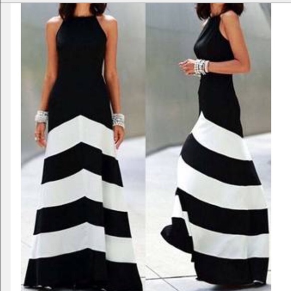 Black and white prom/formal floor length dress!👗