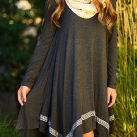 Gray Slouchy Long Sleeve Dress