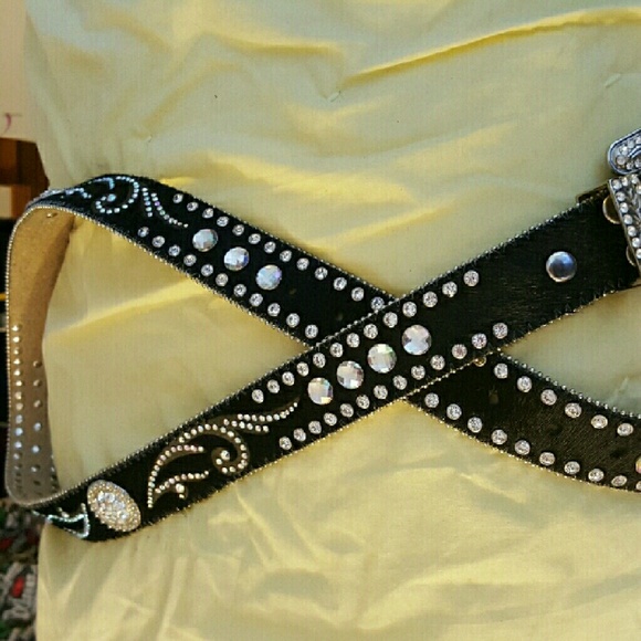 Bling cow hide belt