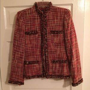 Beautiful tweed red, black and cream jacket.