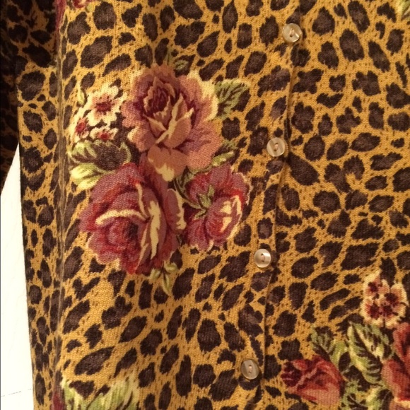 Animal print button down sweater. - Picture 2 of 3