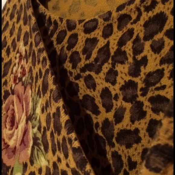 Animal print button down sweater. - Picture 3 of 3