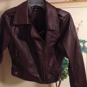 Brown/Maroon Faux Leather Jacket