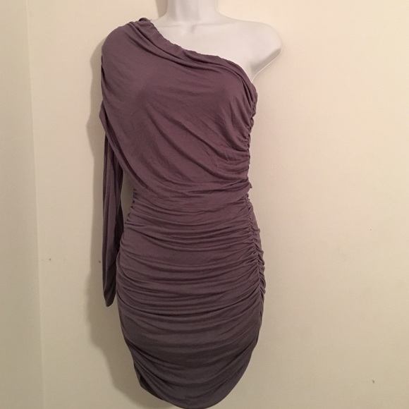 Gray one shoulder dress