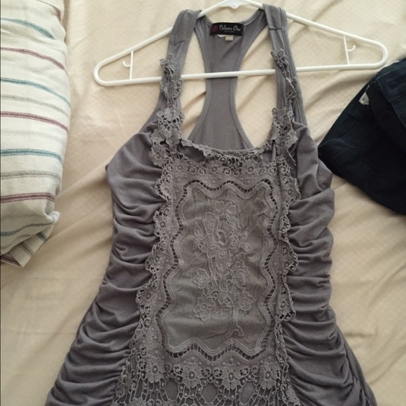 Racer back lace front detail tank top