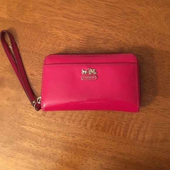 Pink Patent Coach Wristlet