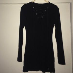 Black lace up dress