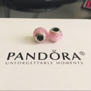 Pandora Charm - Petite Facets, Pink CZ. #791499PC