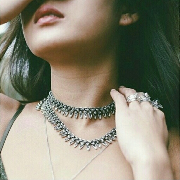 German silver choker gypsy necklace