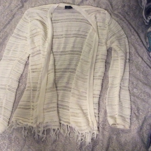 White crocheted frilly cardigan