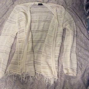 White crocheted frilly cardigan