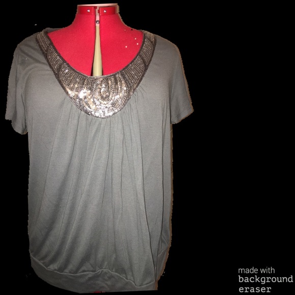Grey top with silver sequins